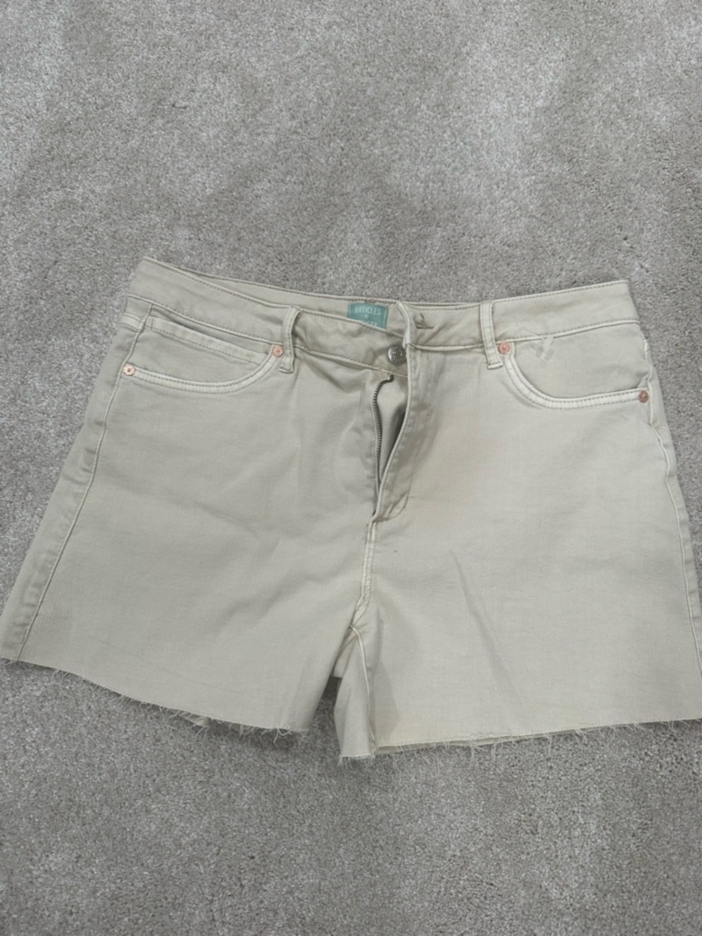 Articles Of Society Beige Cutoff Denim Shorts